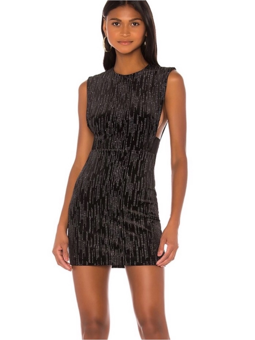 H:Ours Revolve - Black Mini Dress With Silver Stud Detailing
